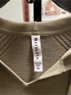 Athleta Olive Knit V-Neck Sweater Ho0die XS #068